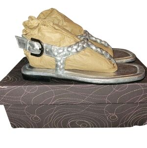 NIB Homers Artisan Silver Braided Sandals